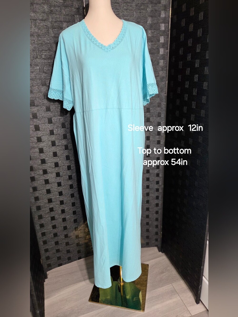 Denim & Co. Light Blue Perfect Jersey Maxi Dress Lace Trim NWOT - Picture 9 of 13